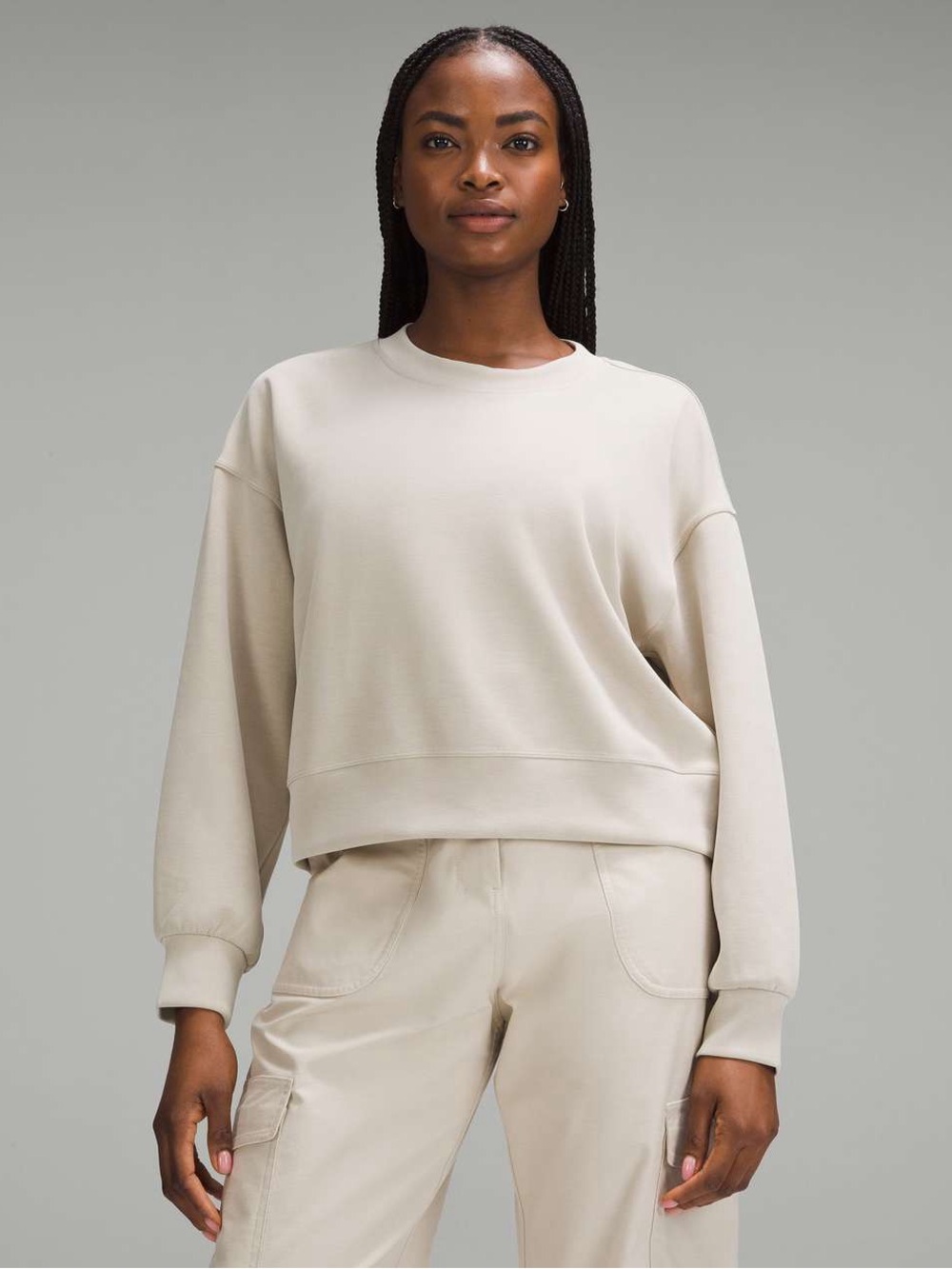 Lululemon Softstreme Perfectly Oversized Cropped Crew Mojave Tan